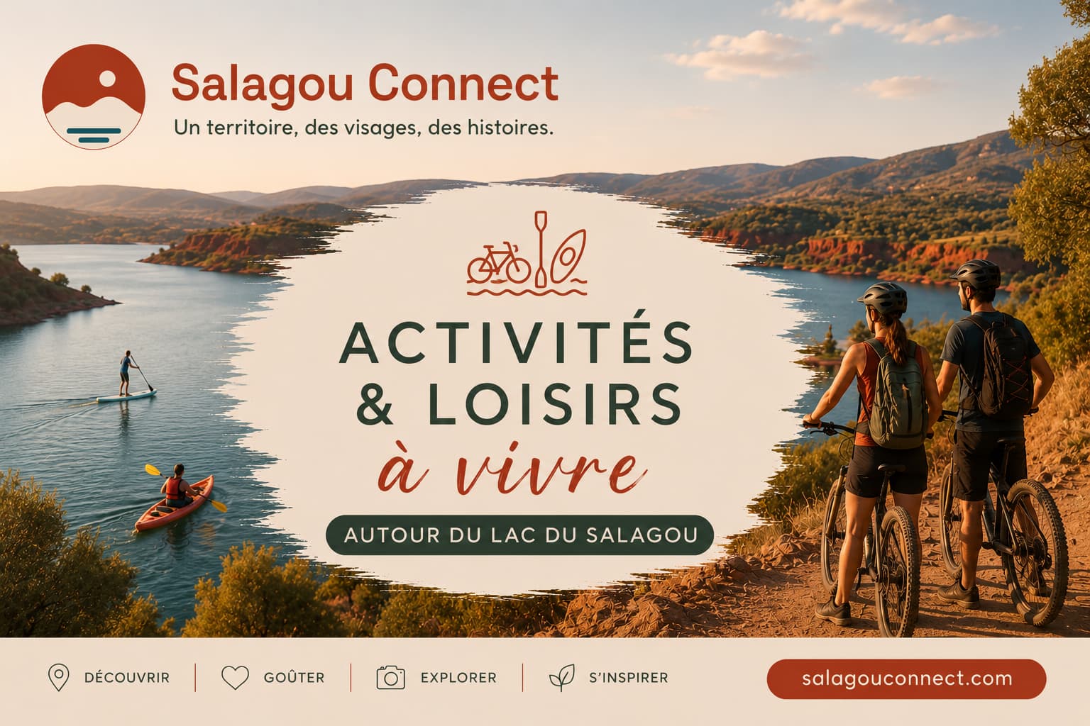 Cyclistes au-dessus du lac du Salagou