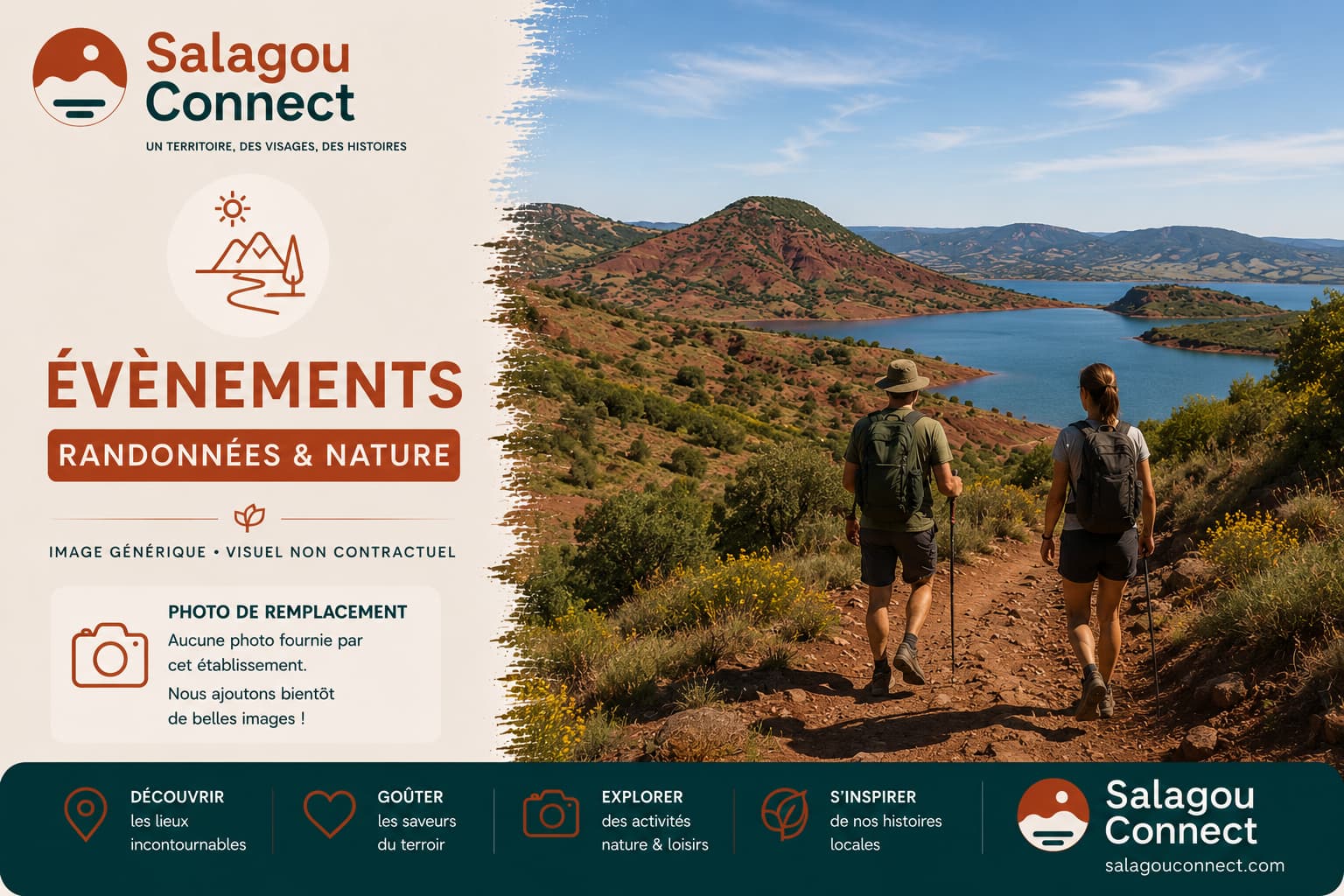 Randonneurs face aux paysages du Salagou