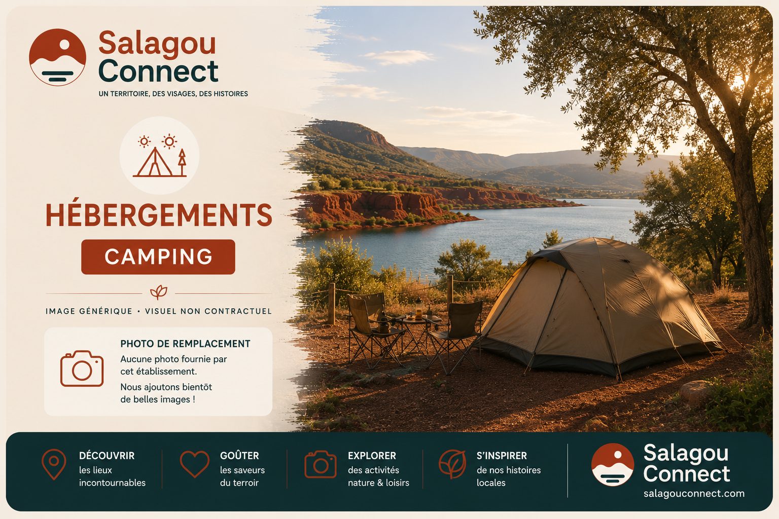 Tente installée face au lac du Salagou