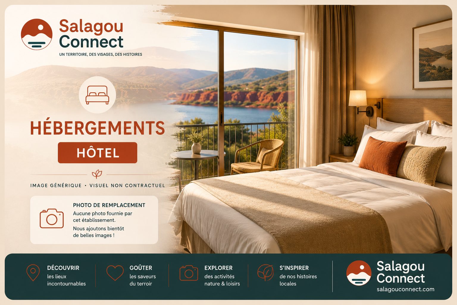 Chambre d’hôtel lumineuse avec vue sur le paysage