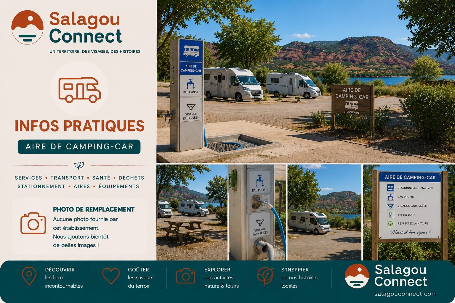 Camping-cars stationnés près du lac et des terres rouges