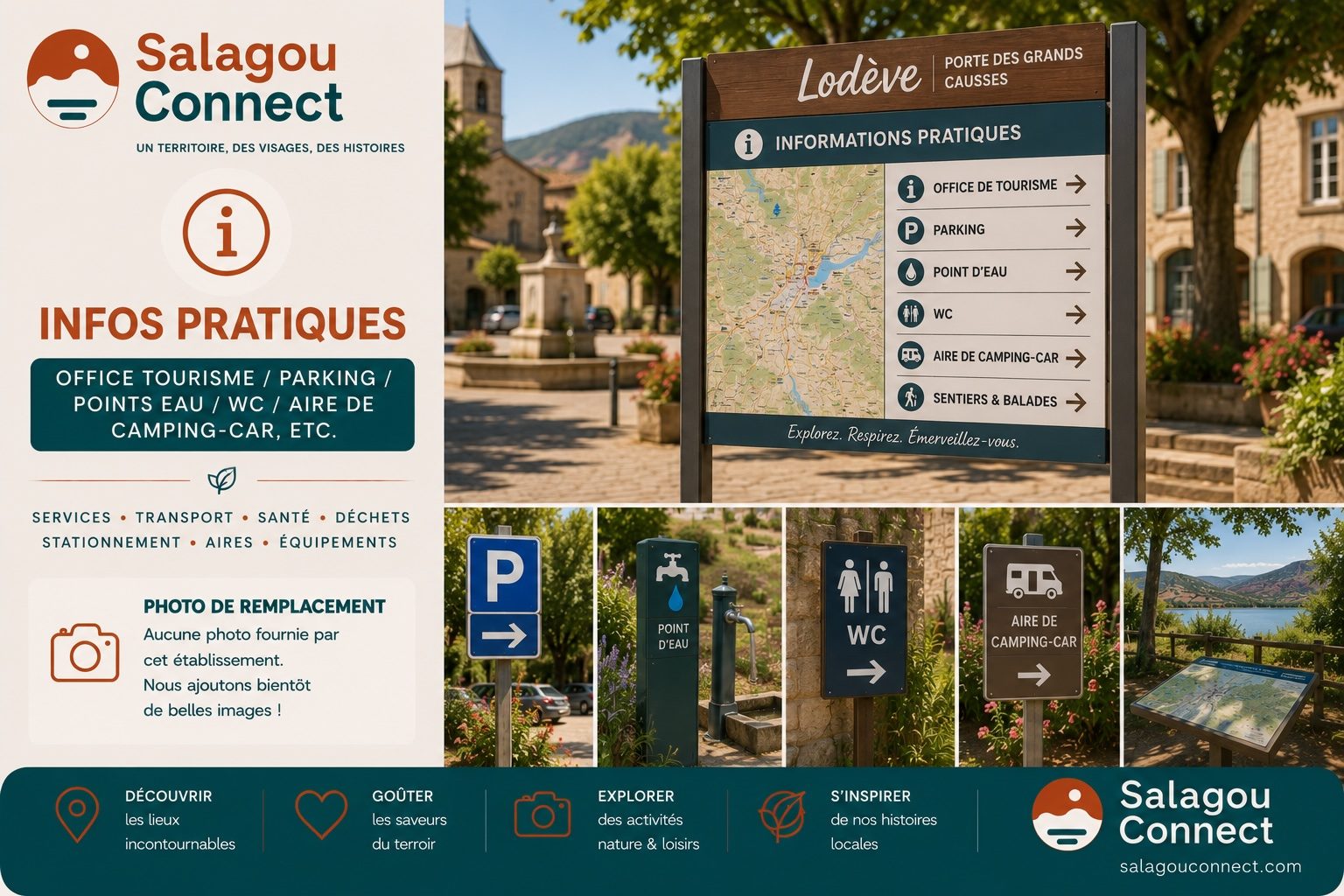 Panneau d’informations pratiques pour circuler autour du Salagou