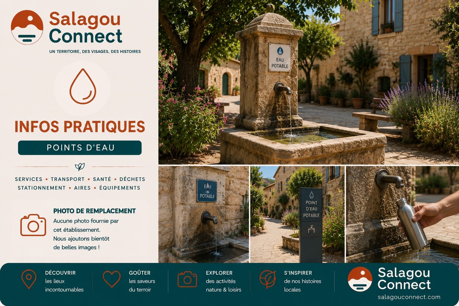 Fontaine d’eau potable dans un village du Salagou