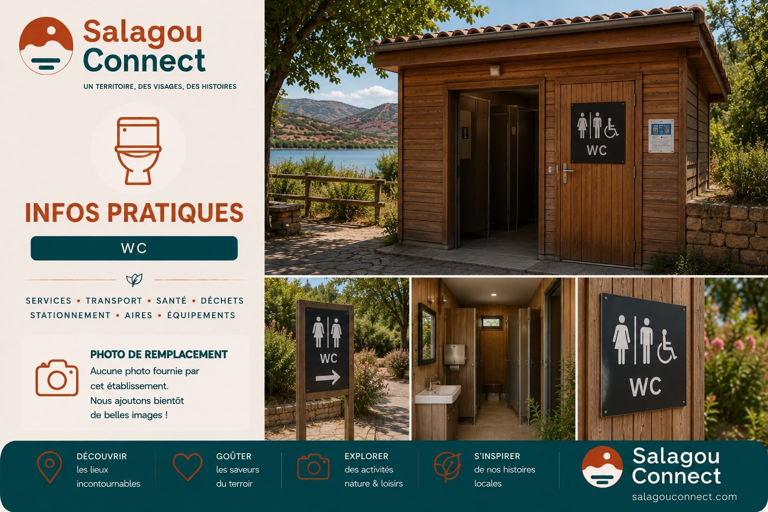 Toilettes publiques en bois près du lac du Salagou